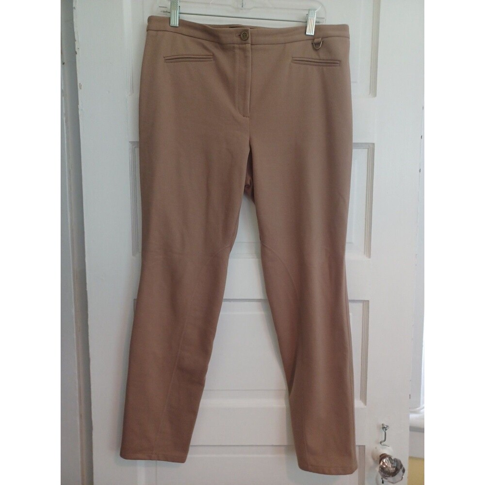 Talbots camel jodhpurs ankle pants 12 inner thigh patch slim equestrian style
